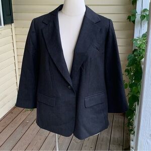 Pendleton Blazer Jacket Virgin Wool Charcoal Gray One Button Womens Plus 18W